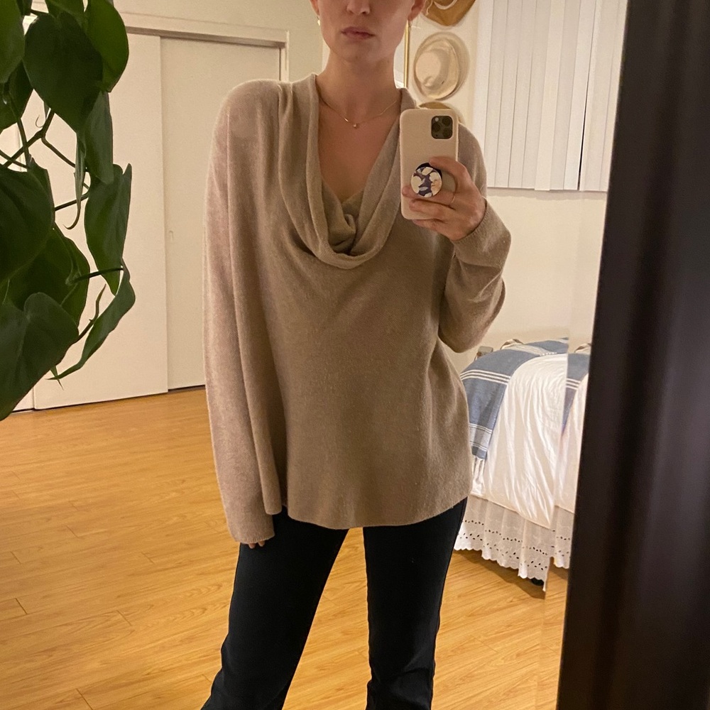 Joie Tan neutral slouchy neck sweater